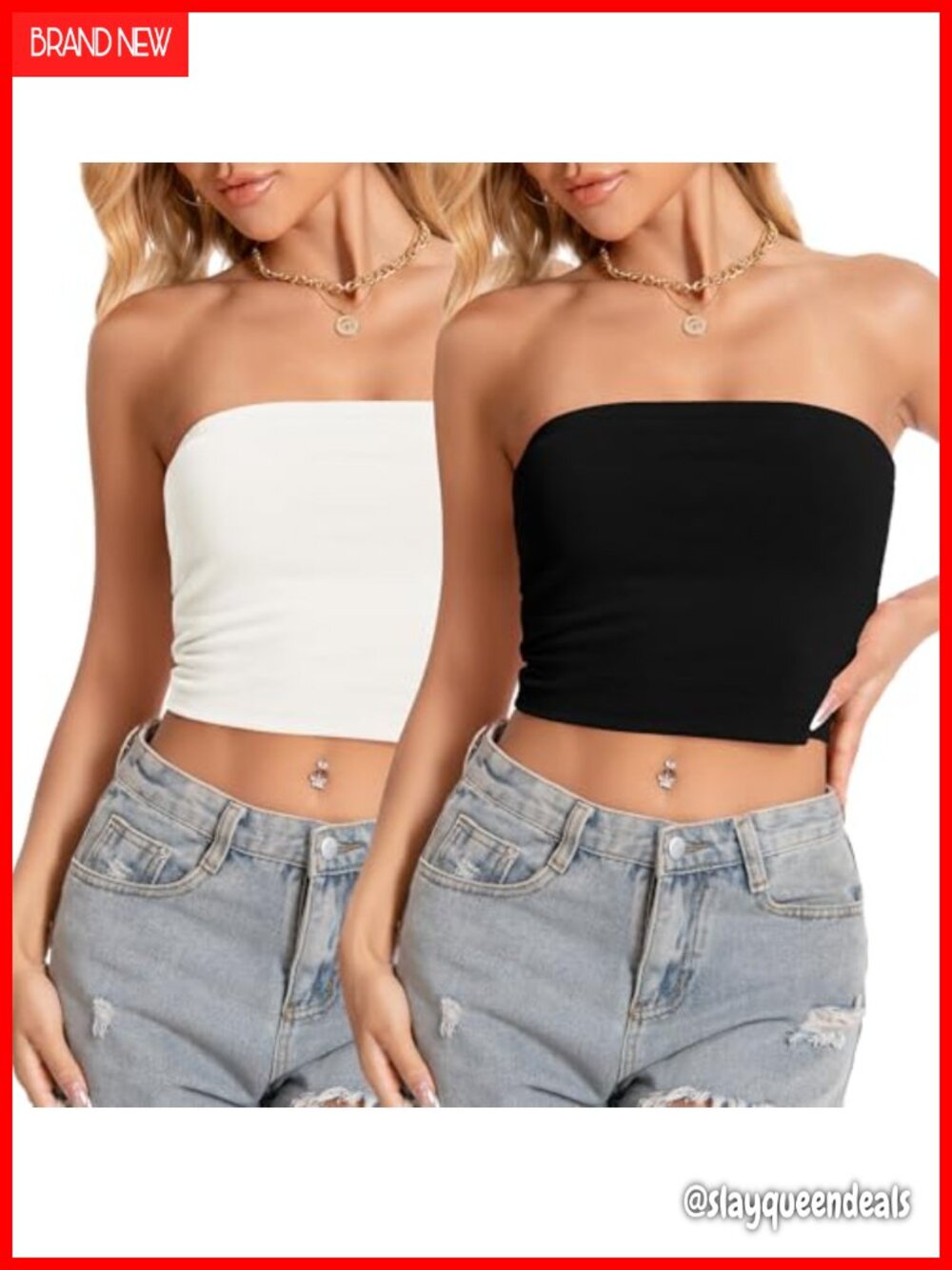 Women's Strapless Tube Top Seamless Bandeau Crop Top Sleeveless Summer Basic
